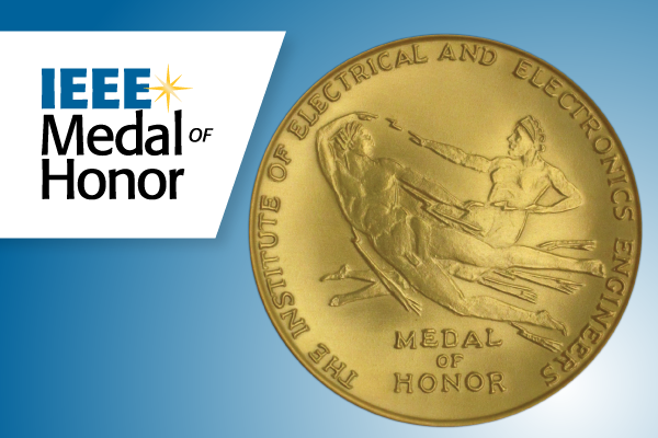 The IEEE Medal of Honor on a blue gradient background.